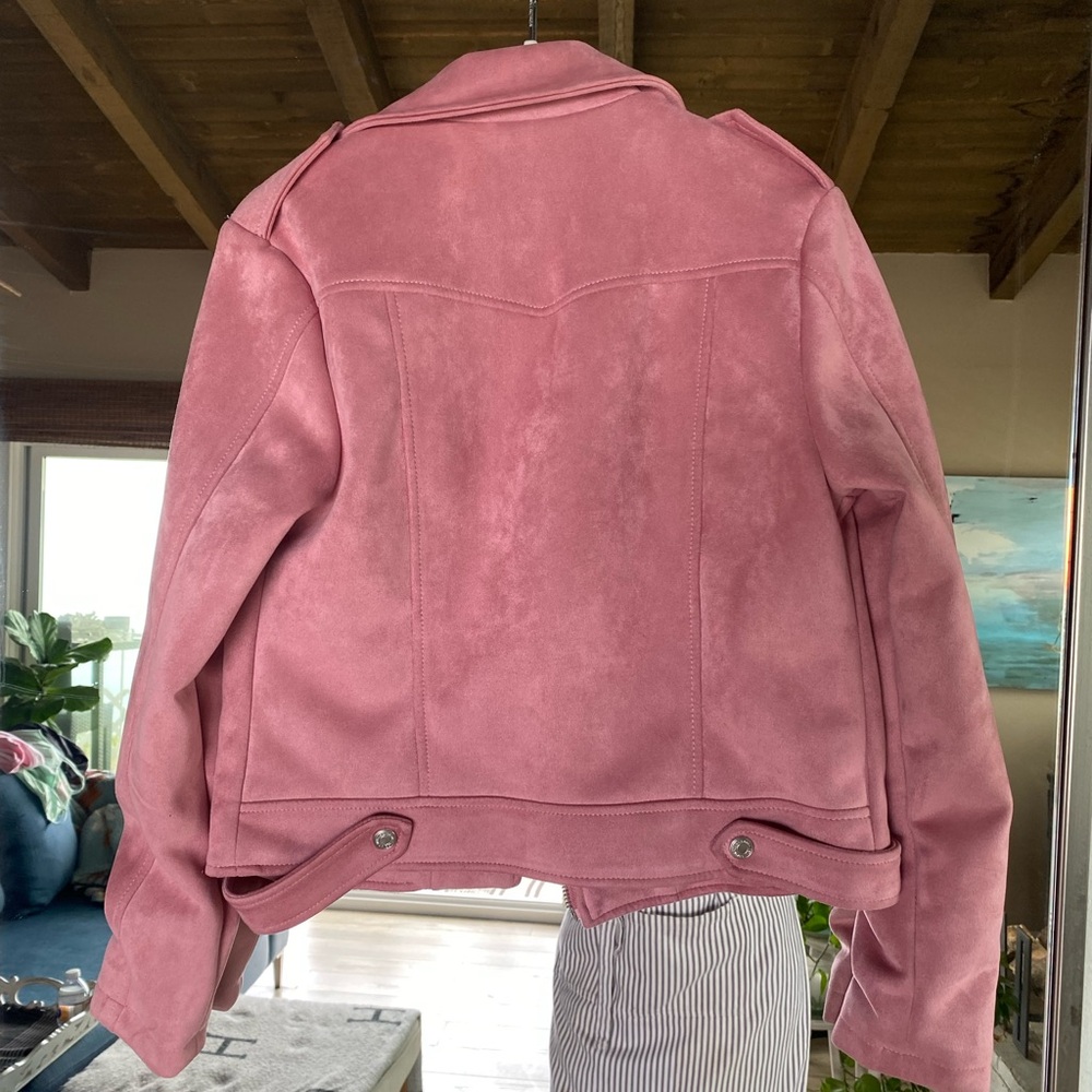 Faux Suede pink motto jacket. Used twice, excellent condition. - Picture 3 of 8